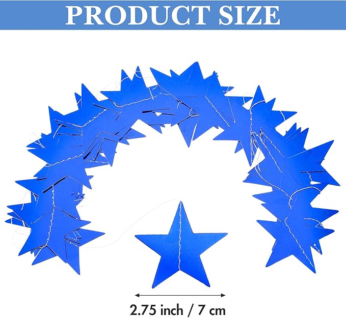 Patelai Glitter Star Garland Banner Christmas Decor 130 Feet Star Hanging Bunting Banner Twinkle Backdrop for Homecoming Classroom Wedding Birthday Halloween Party Supplies(Royal Blue)