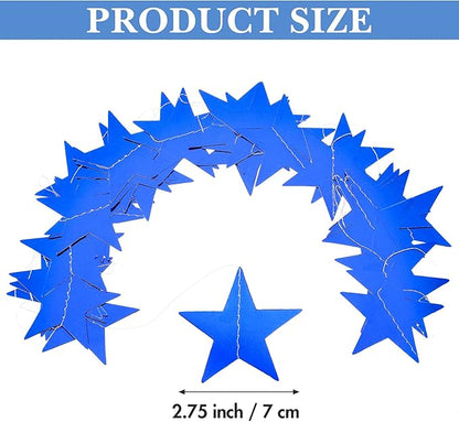 Patelai Glitter Star Garland Banner Christmas Decor 130 Feet Star Hanging Bunting Banner Twinkle Backdrop for Homecoming Classroom Wedding Birthday Halloween Party Supplies(Royal Blue)