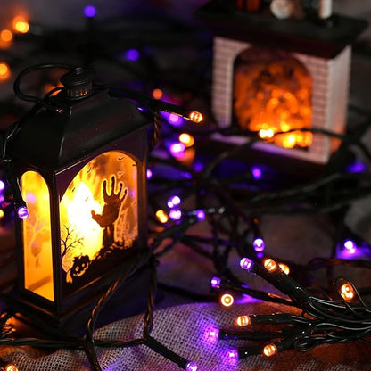 Joomer 2 Pack Orange Purple Halloween Solar String Lights, Total 144 FT 400 LED 8 Modes Waterproof Solar String Lights Outdoor for Halloween Decorations