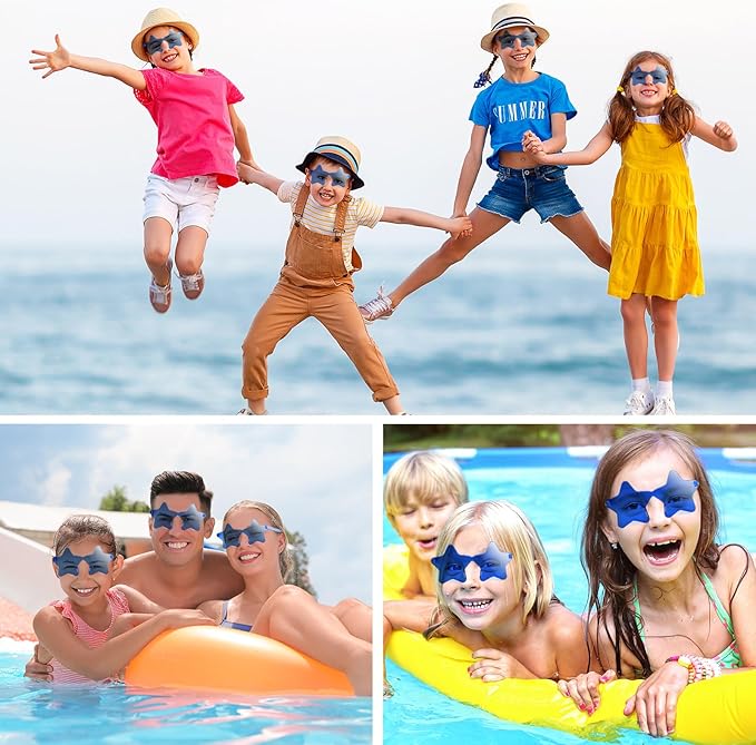PLULON 15 Pairs Star Sunglasses Bulk Rimless Star Shape Sunglasses for Kids Star Glasses Bachelorette Party Sunglasses Star Party Favors for Women Kids Adult - Blue