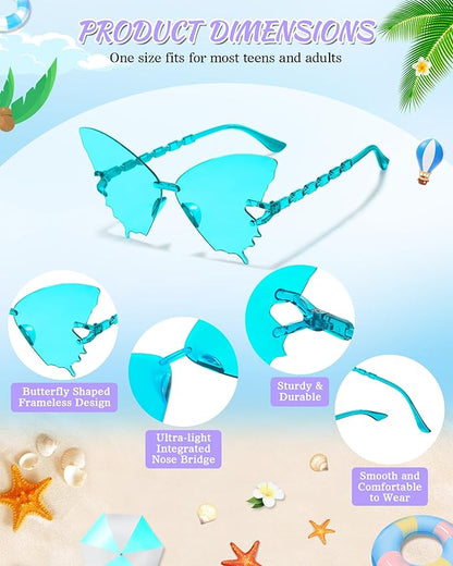 Wholesale 48 Pack Rimless Star/Heart Sunglasses Bulk Adults Unisex, Fun Colorful Star Heart Glasses Party Favors