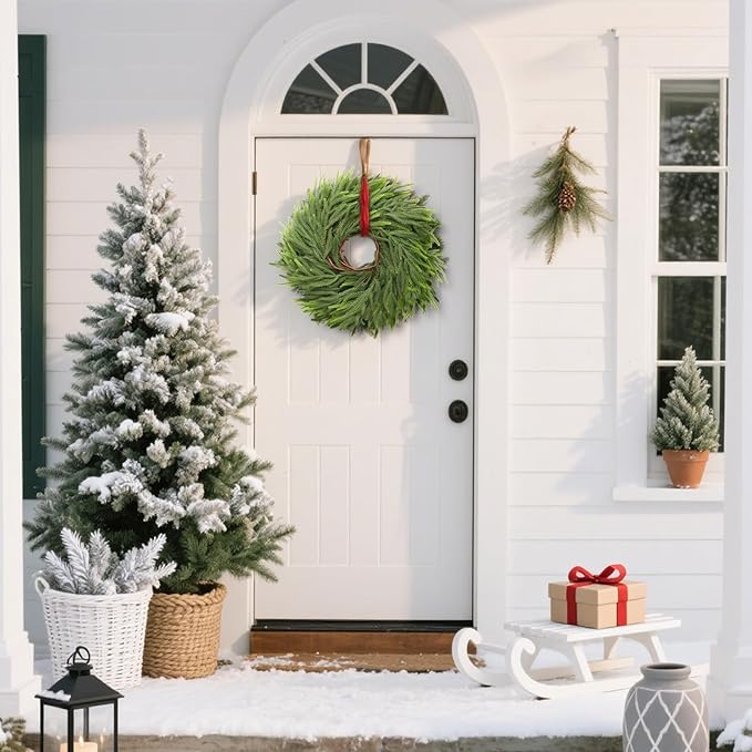 6ft 2Pcs Norfolk Pine Garland - Realistic Christmas Greenery Garland with Real Touch PE Leaves for Mantle, Table, Fireplace, Indoor, Outdoor Christmas Decorations
