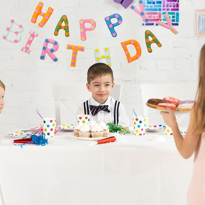Felt Happy Birthday Garland Rainbow Banner Reusable Happy Birthday Sign Party Supply for Party Decor(Colorful Color,Spot)