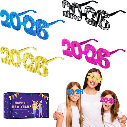 2026 New Year Glasses Bulk - 16PCS,New Years Eve Party Supplies Favors Decorations Gifts, Happy New Year Photo Booth Props, NYE Plastic Glasses Eyewear, Class of 2026 Graduation Party Accessories