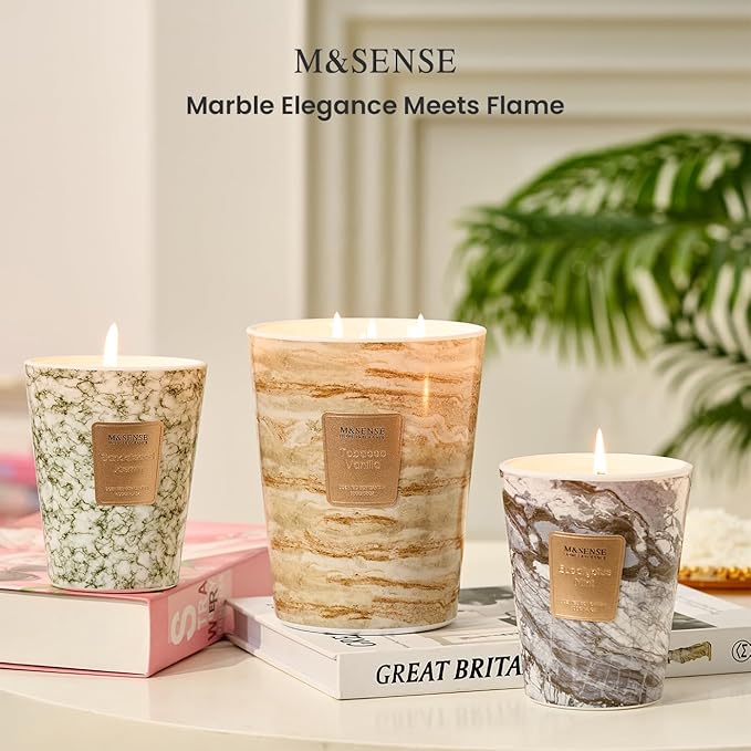 M&SENSE Extra Large Candle 35oz 150H EucalyptusMint Scented, 3 Wick Highly Scented Jar Candles, XL Large Christmas Gift Candle for Women, Long Lasting Burning for Holiday, Thanksgiving, Christmas
