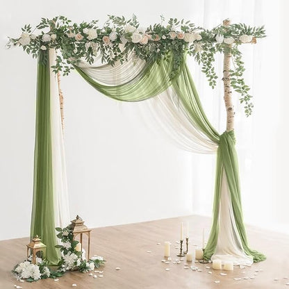 10 Packs Olive Green Cheese Cloth Table Runners, 10FT Boho Gauze Moss Green Cheesecloth Table Runner for Wedding Bridal Baby Shower Fall Thanksgiving Christmas Table Decoration