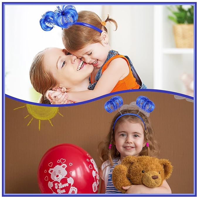 12 Pieces Ponytail Headband Tinsel Wrapped Head Bopper Party Headwear Accessory for Women Girls Costume Party Accessories (Blue)