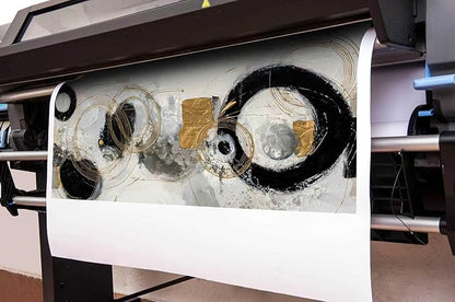 Abstract Circle Canvas Wall Art for Office Modern Wall Decor for Dining Room Black White Gold Pictures Wall Art for Bedroom Size 24 x 48 Inch