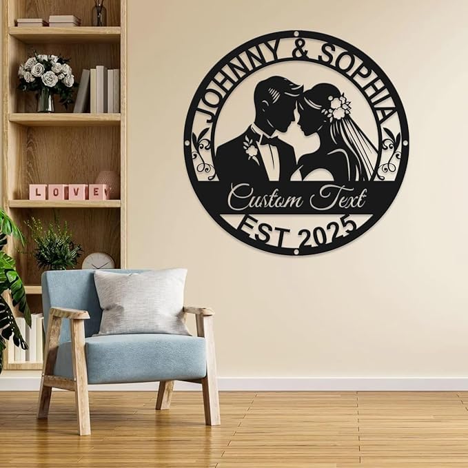Personalized Home Decoration Metal Name Sign,Valentine's Day Wedding Gift for Couple | Engagement Gift | Bridal Shower Gift | Couples Gift