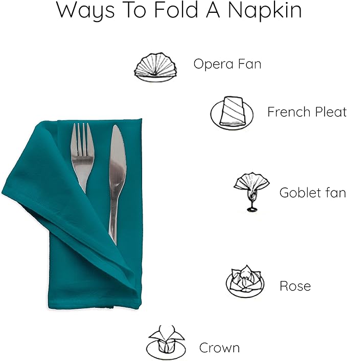Encasa XO Azul Blue Cloth Napkins Set of 12, 17"x17" | Solid Color Cotton Dinner Napkins | Washable & Reusable Napkins for Dining Table Fall Decoration, Holiday & Christmas Festivals