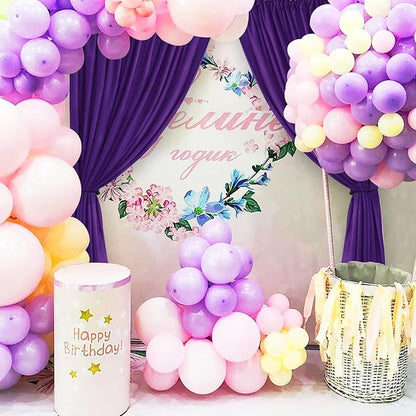 Hiasan Purple Backdrop Curtains for Parties, Polyester Photography Backdrop Drapes for Family Gatherings, Wedding Decorations, 5ftx10ft, Set of 2 Panels