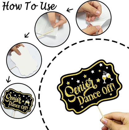 Generic 23pcs Homecoming Dance Photo Booth Props, Blcak gold Homecoming Dance Photo Booth Props, Homecoming Photo Booth Props for High School or College