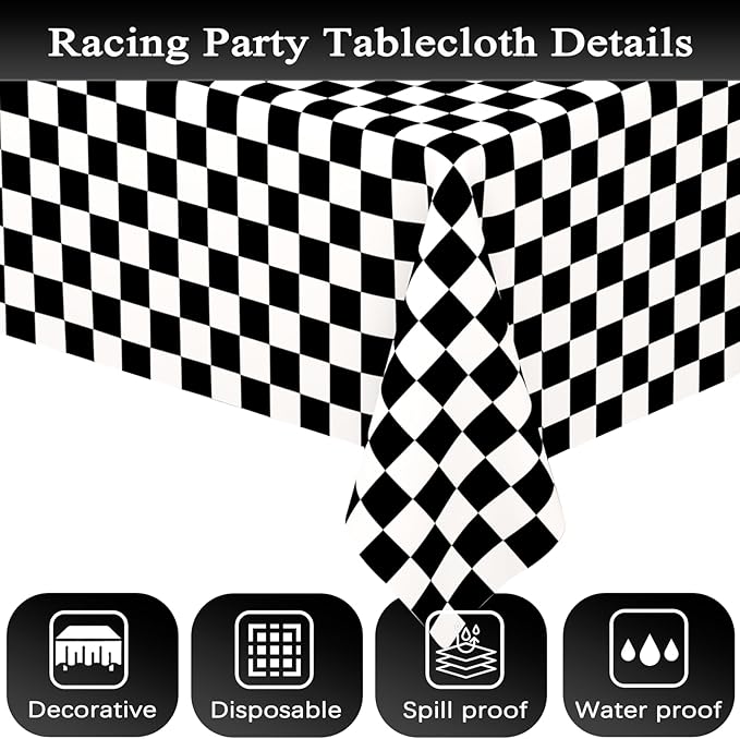 2 Pack Black and White Gingham Tablecloth Rectangular Buffalo Checkered Tablecloths Disposable Plastic Plaid Table Cover for Parties, Outdoor Picnic, Birthday, Wedding, Camping 54 × 108 Inch