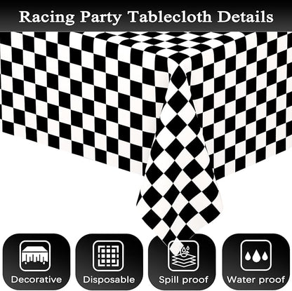 2 Pack Black and White Gingham Tablecloth Rectangular Buffalo Checkered Tablecloths Disposable Plastic Plaid Table Cover for Parties, Outdoor Picnic, Birthday, Wedding, Camping 54 × 108 Inch