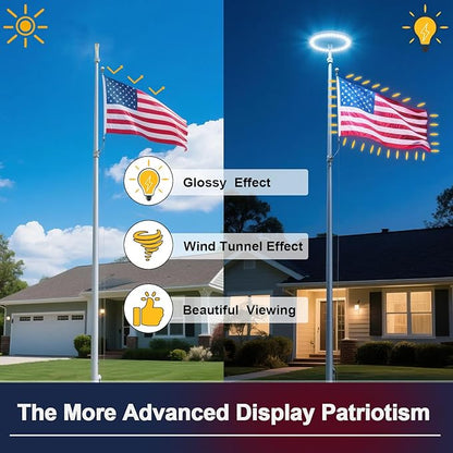 Knit Polyester American Flag 3x5 FT Outdoor Heavy Duty Luxury TearProof Series, Premium American Flags 3x5 for Outside, Knit USA US Flag with Wind Tunnel, Glow Effect, Embroidered Stars
