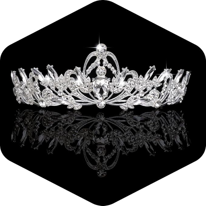 Kamirola Crystal Crowns and Tiaras Headband for Girl or Women Birthday Party Wedding Prom Bridal Christmas Valentine Mother's DayTR20 (Silver)