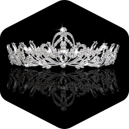 Kamirola Crystal Crowns and Tiaras Headband for Girl or Women Birthday Party Wedding Prom Bridal Christmas Valentine Mother's DayTR20 (Silver)