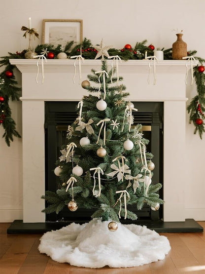 SIMISI RIBBON 24 Pcs Champagne Velvet Christmas Tree Bows Door Garland Decor Vintage Wreath Bow (3/8'' Wide, 5 * 7 inch)