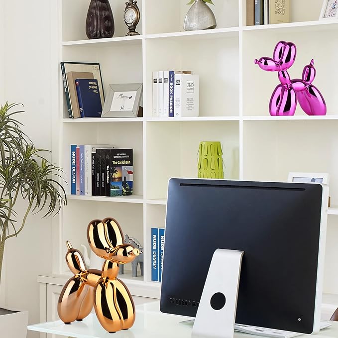 Orange Balloon Dog Statue-balloon Animal Decor, Crafts Living Room Desktop Shelf Decorations,Preppy Home Decor Accents, Bedroom Modern Sculpture Desk Decors,office Gold Decoration Small Figurines