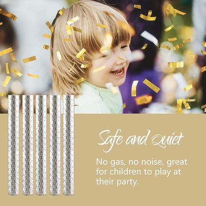 BATTIFE Confetti Wands, 7.8inch Confetti Shoot Poppers, Tissue Paper Flick Flutter Sticks for Wedding Celebrations, Anniversary, Birthday Parties, Gold (16Pack)