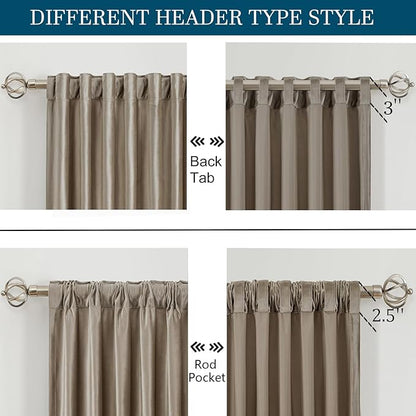 PRIMROSE Taupe Curtains 102 inch for Living Room,2 Panels Velvet Drapes Blackout Rod Pocket Back Tab Window Treatment Room Darkening Decorative Thick Curtains for Bedroom