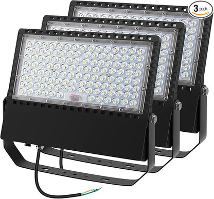 Juyace 240W LED Stadium Lights Outdoor 1500 Watt Equivalent Wider Lighting Angle Led Flood 100-277V 36000LM 5000K Daylight Commercial Arena for Sports Fields and Court (3 Pack)