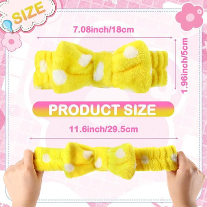 50 Pcs Pink Spa Headband Bulk Spa Sleepover Party Supplies for Washing Face with Removable Bow Makeup Elastic Bowknot Headband for Women Gifts Skincare Microfiber Hairband(Fresh Style)