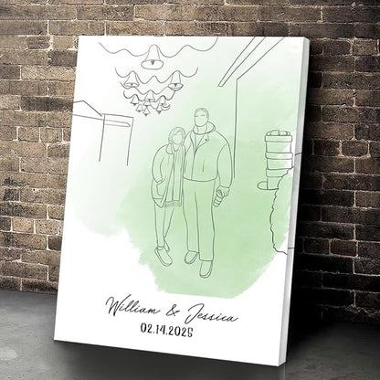 GABITA Personalized Crossroads Street Sign Wall Art for Couples, Anniversary Canvas for Couple, Gift for Valentines Day, Girlfriend Boyfriends Gifts, Custom Line Drawing Photo Poster for Wife Husband