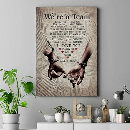 GABITA Personalized Wall Art for Couples, Anniversary Canvas for Couple Parent Grandparent, We're A Team Canvas for Couple Lover Husband Wife, Romantic Wall Decor, Wedding Keepsake