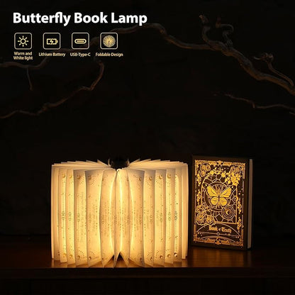 Magic Truth Book Light - Rechargeable LED Book Lamp for Home Decor, Ideal Christmas & Bookworm Gifts with Gold Foil Embossed Cover, Warm White Light for Entertainment & Relaxation (Black)