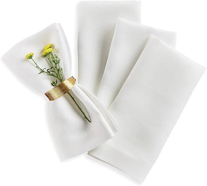 Solino Home White Linen Napkins Set of 4-100% Pure Linen Cloth Washable Dinner Napkins 20 x 20 Inch for Fall, Autumn, Winter, Christmas, Holiday, New Year - Fete