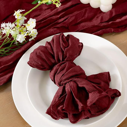 Socomi Burgundy Cheesecloth Napkins Fall Thanksgiving Cheese Cloths Gauze Set of 50 Boho Washable Dinner Table Napkins for Wedding Party Baby Shower Birthday Party Decor