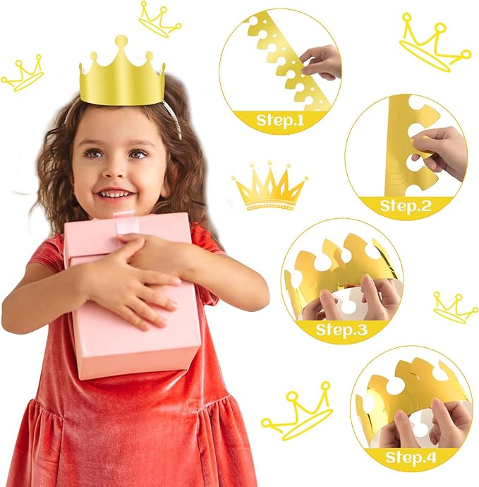 Paper Crowns Hat for Gold Foil Party Hat Birthday Party Baby Shower beauty pageant Photo Props