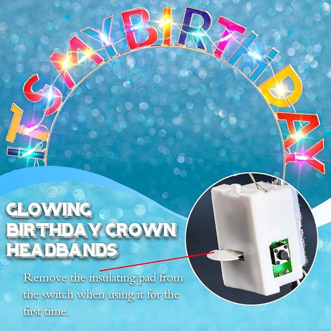 Its My Birthday Headband and Sash Light Up Crown Led Birthday Accessories Sets for Women