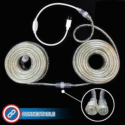 Russell Decor 100ft/30m LED Rope Lights Indoor Outdoor Decorative Lighting for Party Trees Patio Deck Flexible String Lights-Red White Green