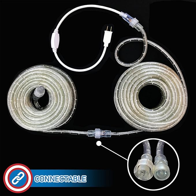 Russell Decor 40ft LED Rope Lights Indoor Outdoor Decorative Lighting for Party Trees Patio Deck Flexible String Lights(Red White Green)