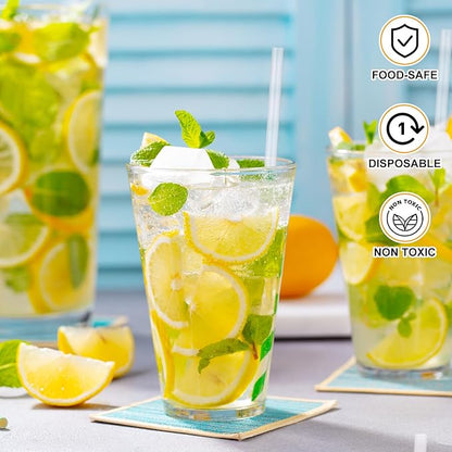 Hoolerry 2000 Pcs Plastic Straws Disposable Individually Wrapped Drinking Straight Long Straws, 0.24" Wide, for Hot and Cold Beverages (8 Inch)