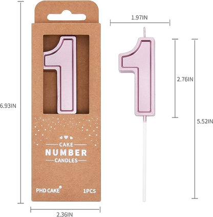 PHD CAKE 2.76 Inch Luxe Rose Gold 1 Number Birthday Candles, Rose Gold Number Candles, Cake Number Candles, Party Celebration