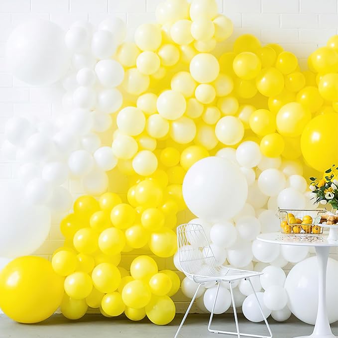 PartyWoo Yellow Balloons 155pcs Different Sizes of 18 12 10 5 Inch Matte Yellow Latex Balloon Arch Kit Garland for Easter Bee Baby Shower Sunflower Birthday Graduation Party Decorations Yellow-Y55