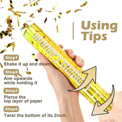 Tamodan 5 Packs Confetti Poppers,12 inch Confetti Cannon,Gold Party Poppers Confetti Shooters for New Year's Eve, Christmas, Birthday,Wedding, Graduationand Any Celebrations.