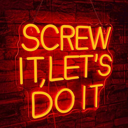 NOSUN Screw It Lets Do It LED Neon Signs for Wall Decor with Dimmable Red Light for Bedroom Light Up Sign for Home Dorm Wall Wedding Party Bar Room Neon Let's Do It Wall Decor