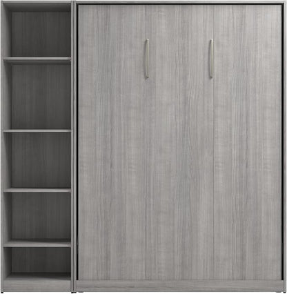 Bestar Claremont Full Murphy Bed with Closet Organizer (79W) in Platinum Gray, Sleeping Arrangement for Multipurpose Room