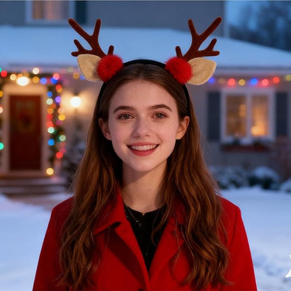 YUYIYANG 1 PC Reindeer Antler Headband Cute Plush Christmas Hairband Reindeer Ear Party Hair Accessory