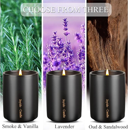 14OZ Lavender Scented Candle - Aromatherapy Candles with Lid - Soy Candles for Home Scented - Black Ceramic Jar Candles for Men for Bedroom Kitchen Home Decor, Housewarming Party