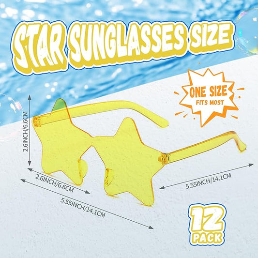 12/26/36 Pairs Rimless Star Shaped Sunglasses Transparent Glasses Bulk Fun Sunglasses for Party Favors