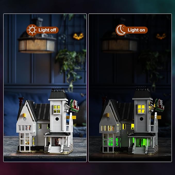 Horror Movie Beetle House Halloween Building Blocks Set, Betelgeuse Sandworm Monster Lydia Deetz Toys Compatible with Lego, Creative Birthday Decor Gift for Film Fans 18+ Adult (1851pcs)