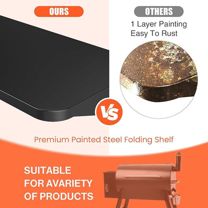 QuliMetal BAC363 Grill Folding Shelf for Traeger Pro 34 Series, Texas Elite 34, Century 885 and Eastwood 34 Series Pellet Grills, Ideal for Food Prep and Storage, 37" x 12"