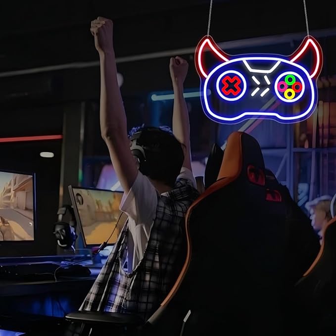 Game Neon Sign, Neon Signs for Wall Decor LED Gaming Room Light Up Signs Home Decor for Bedroom Club Party Bar Shop USB Operated