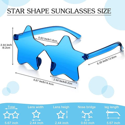 Cindeer 40 Pairs Rimless Star Shape Sunglasses Colorful Transparent Sunglasses Pentagram Glasses for Party