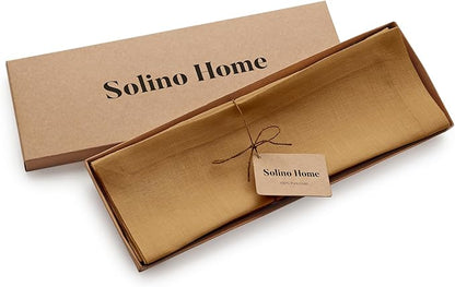 Solino Home Linen Placemats Set of 4 - Caramel Placemats 14 x 19 Inch - 100% Pure Linen Table Place Mats for Fall, Autumn - Fete
